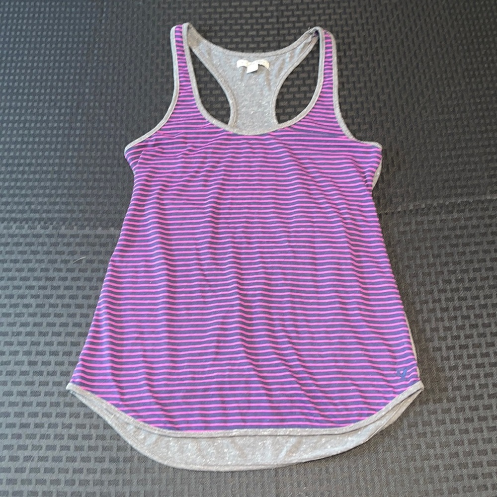 American Eagle tank pink, gray, and navy racer back size small